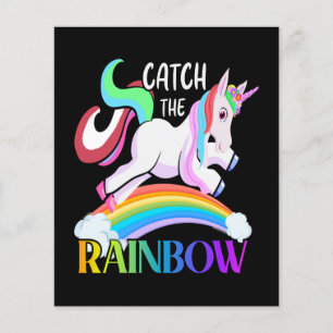 Flyer Atrapa el diseño de Unicornio de Arcoíris