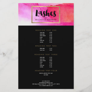 Flyer Audaz Salon de Extensiones Lash de acuarela Rosa