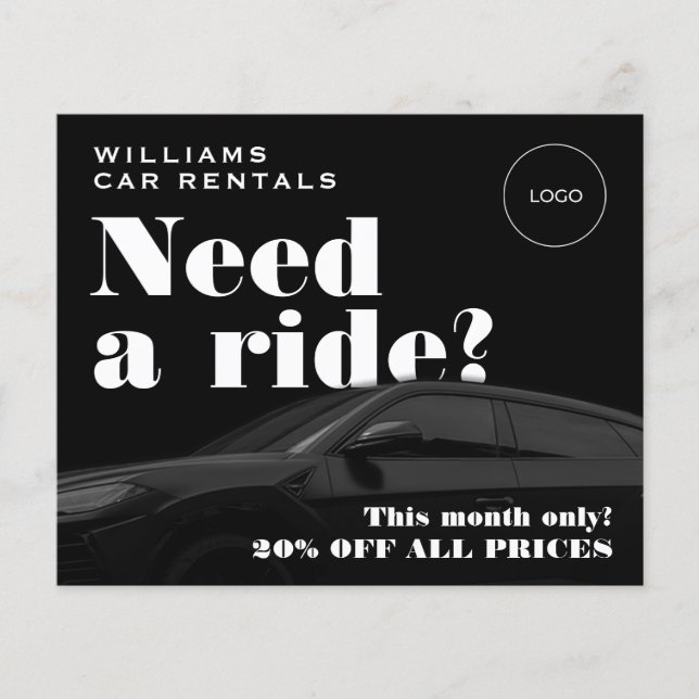 Flyer Automóvil elegante de tono negro (Frente)