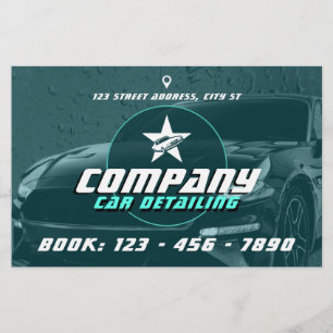Flyer Automóvil profesional moderno detallando el volant