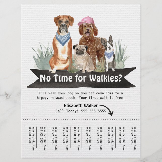 Flyer Autor caprichoso con perros acuarelas (Frente)