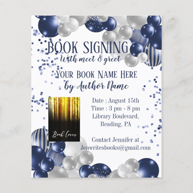 Flyer Autor de globos de firma de libros (Frente)