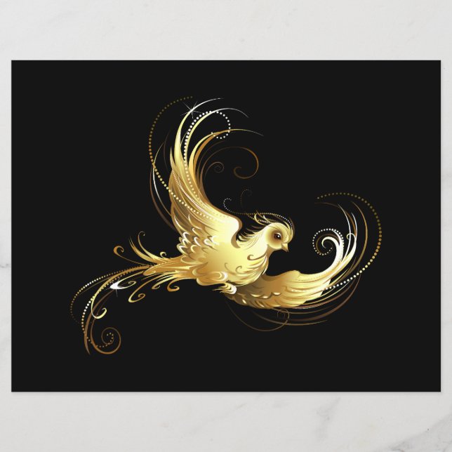 Flyer Ave dorada sobre fondo negro (Frente)