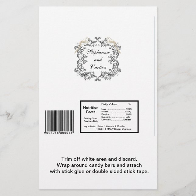 Flyer Aves amorosas Envoltura de Boda blanco/negro con v (Frente)