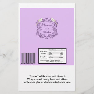 Flyer Aves amorosas Púrpura/Lavanda Boda Candy Wrapper