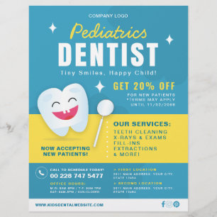 Flyer Aviso de atención dental para pediatría