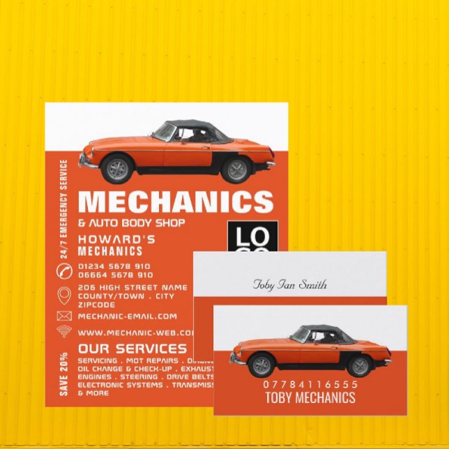 Flyer Aviso de coches clásicos, mecánica automática y re (Subido por el creador)