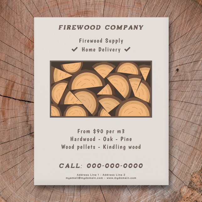 Flyer Aviso de suministro y entrega de leña (Firewood Supply & Delivery Flyer)
