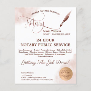 Flyer Aviso móvil y firma de préstamo Rubor Ago rosa Mos