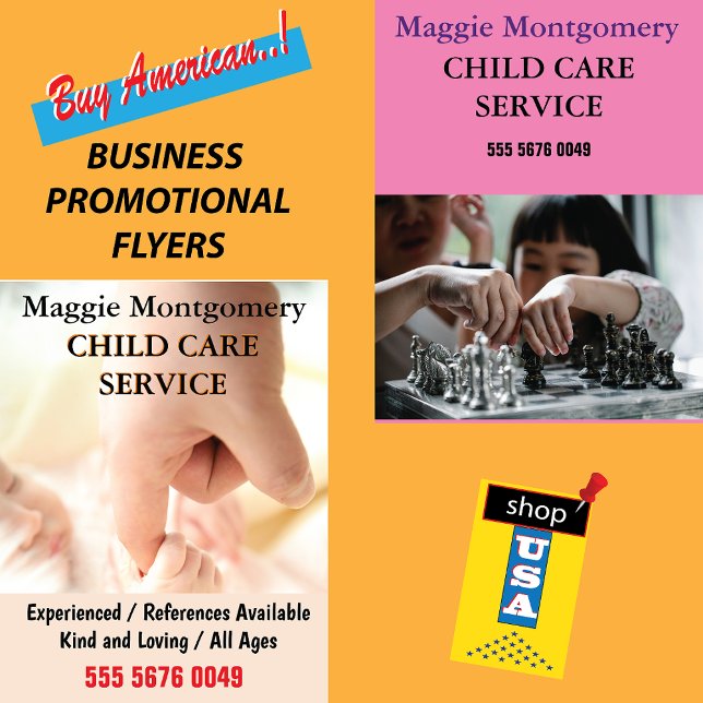 Flyer Aviso publicitario para niños en empresas de cuida (Subido por el creador)