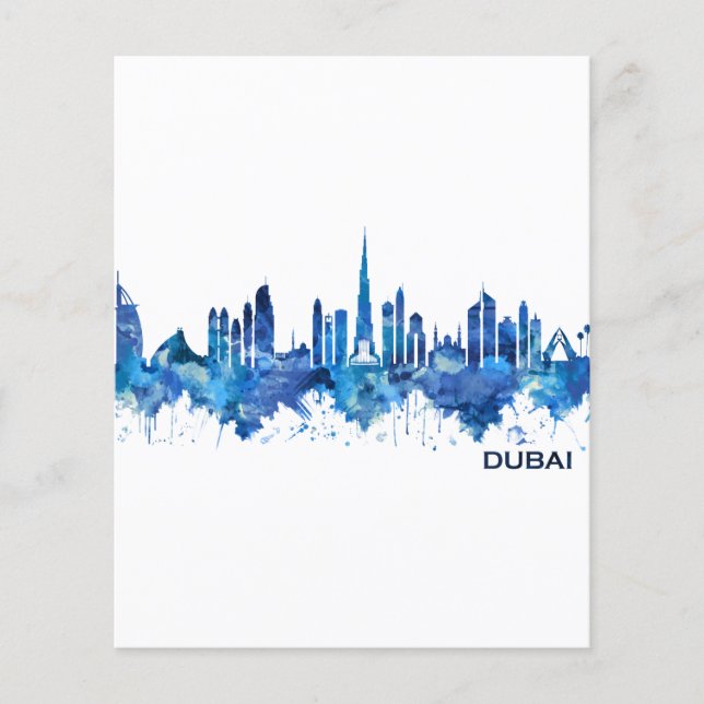 Flyer Azul aéreo de Emiratos Árabes Unidos de Dubai (Frente)