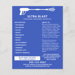Flyer Azul de la pistola de agua de lavado a presión