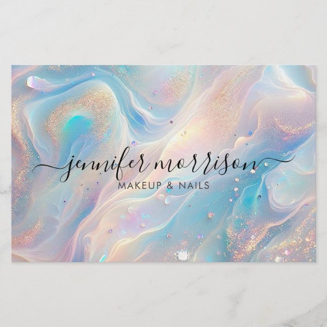 Flyer Azul Holográfico Opal Gold Purpurina Maquillaje, B (Frente)