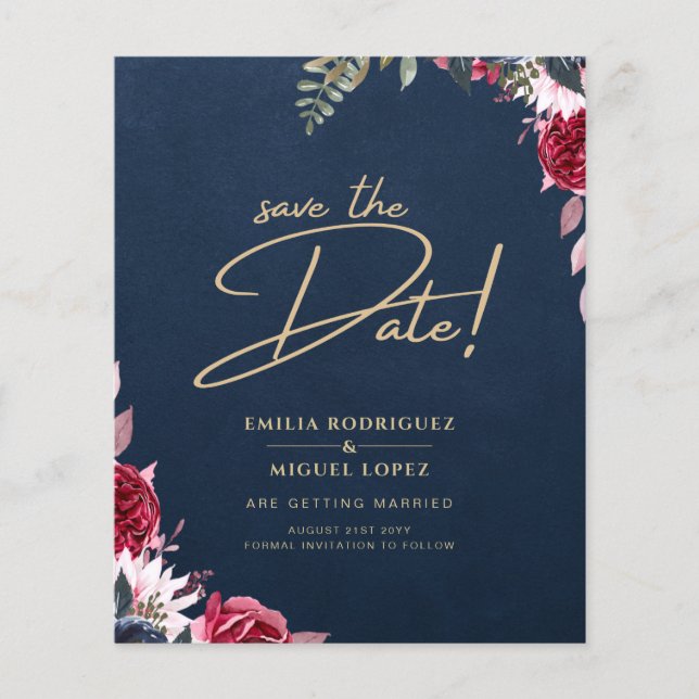 Flyer Azul Marino Fruta Floral Borgoña Invierno Otoño (Frente)