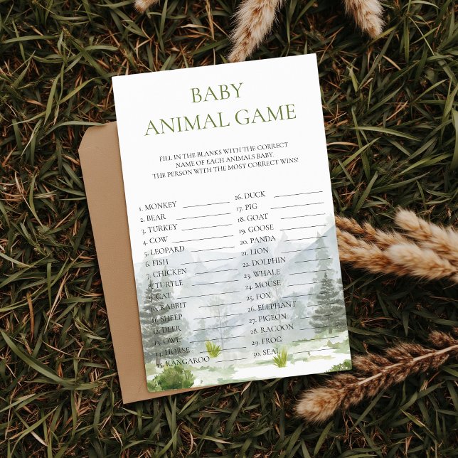 Flyer Baby Animal Game Adventure Mountain Baby Shower (Baby Animal Game Let the Adventure Begin Fun Baby Shower Game)