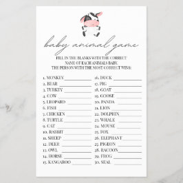 Flyer Baby Animal Game Pink Cow Baby Shower Farm Western