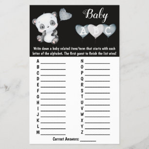 Flyer Baby Panda ABC Tarjeta de juego para Baby Shower