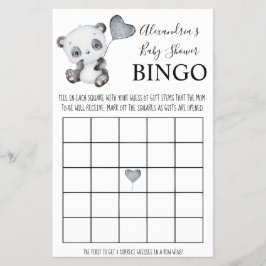 Flyer Baby Panda Bingo Baby Shower Game Card