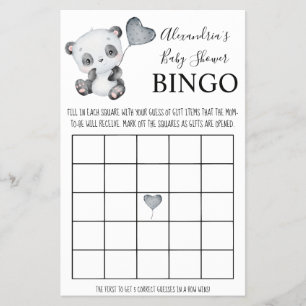Flyer Baby Panda Bingo Baby Shower Game Card