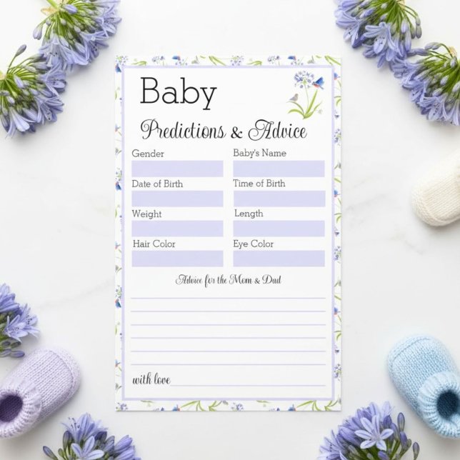 Flyer Baby Prediction Baby Shower Lily with Bluebird  (Subido por el creador)