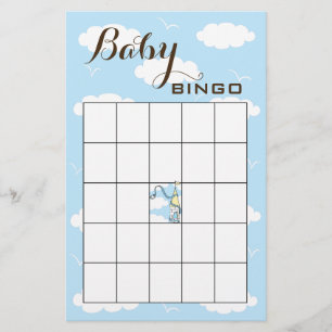 Flyer Baby Shower BINGO Amarillo/Azul/Castillo