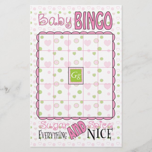 Flyer Baby Shower BINGO "Azúcar y especias" (Frente)