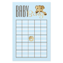 Baby Shower BINGO Baby Blue Gold Elephant