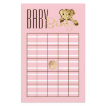Baby Shower BINGO Baby Gold Elephant Rosa