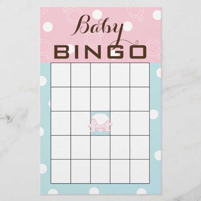Flyer Baby Shower BINGO "BEBÉ PINK AZUL" (Frente)