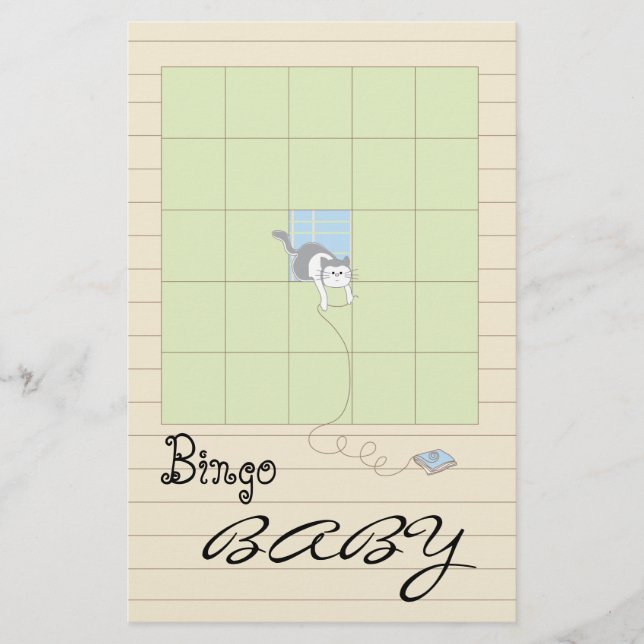 Flyer Baby Shower BINGO "Biblioteca azul/construye una b (Frente)