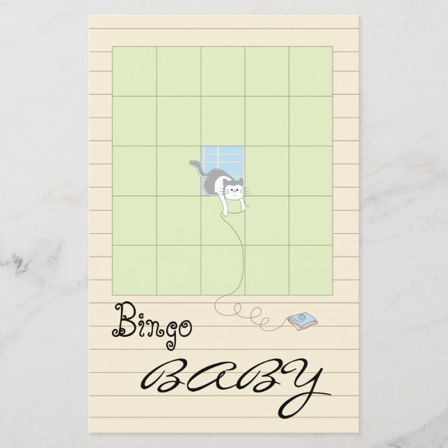 Flyer Baby Shower BINGO "Biblioteca azul/construye una b (Frente)