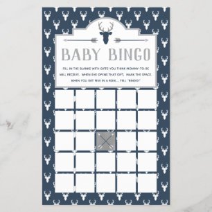 Flyer Baby Shower Bingo, Deer Baby Shower