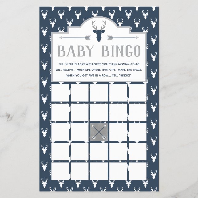 Flyer Baby Shower Bingo, Deer Baby Shower (Frente)