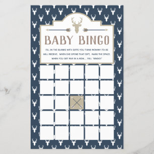 Flyer Baby Shower Bingo, Deer Baby Shower