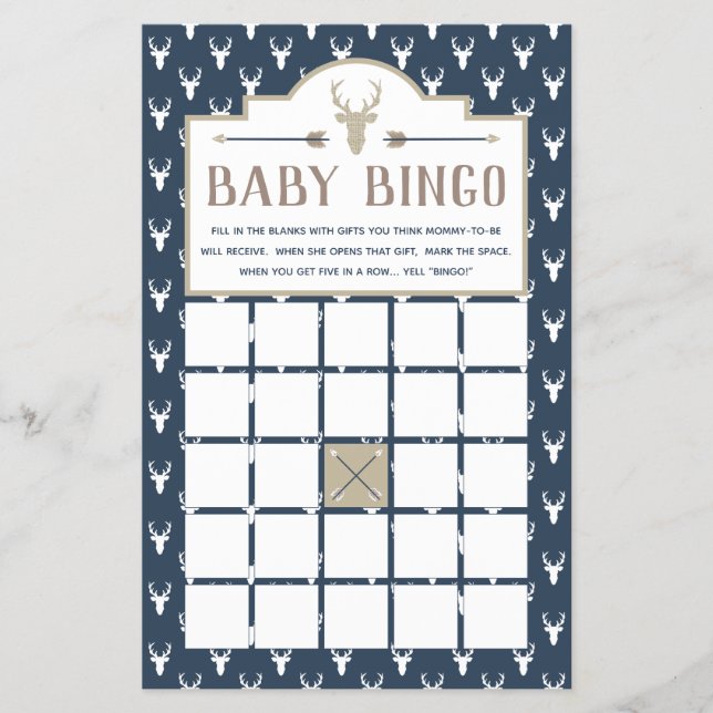 Flyer Baby Shower Bingo, Deer Baby Shower (Frente)