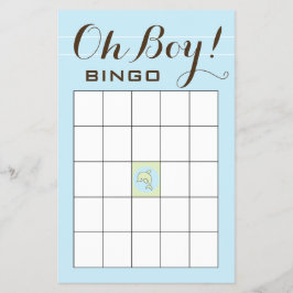 Flyer Baby Shower BINGO "Delfín verde azul"