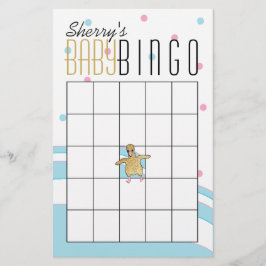 Flyer Baby Shower BINGO "Flamingo Mommy & Baby"