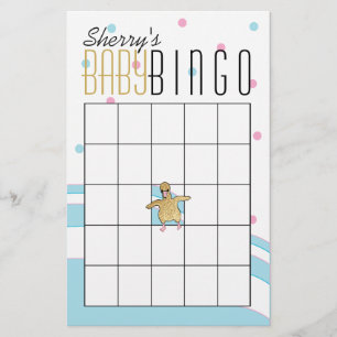 Flyer Baby Shower BINGO "Flamingo Mommy & Baby"