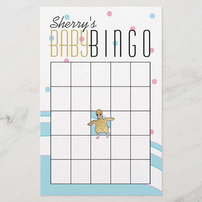 Flyer Baby Shower BINGO "Flamingo Mommy & Baby" (Frente)
