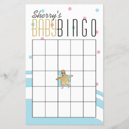 Flyer Baby Shower BINGO "Flamingo Mommy & Baby"
