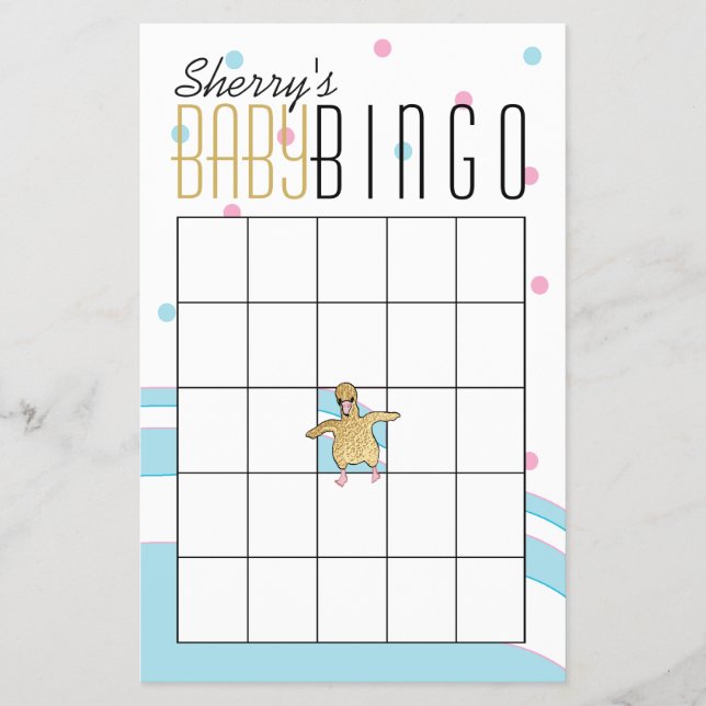 Flyer Baby Shower BINGO "Flamingo Mommy & Baby" (Frente)