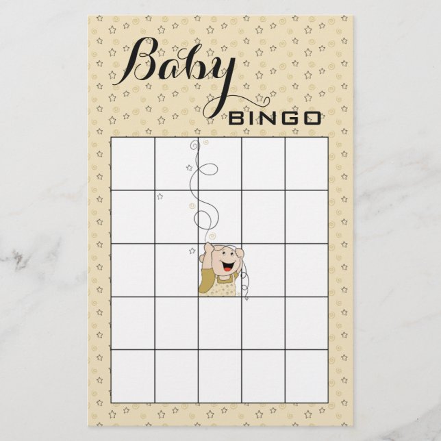 Flyer Baby Shower BINGO Gold Black Stars Baby (Frente)