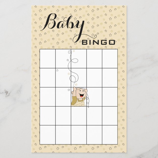 Flyer Baby Shower BINGO Gold Black Stars Baby (Frente)