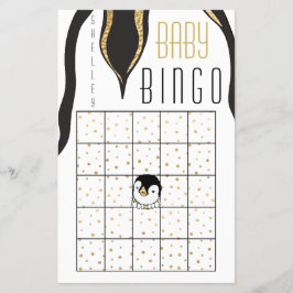 Flyer Baby Shower BINGO "Pingüino de oro"