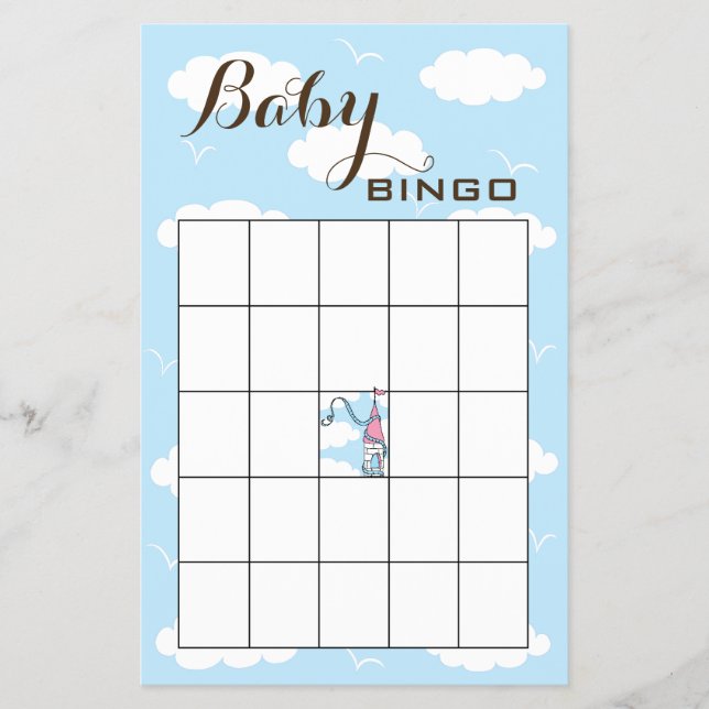 Flyer Baby Shower BINGO Rosa/Azul/Castillo (Frente)