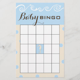 Flyer Baby Shower BINGO Sea Mobile Cream/Blue