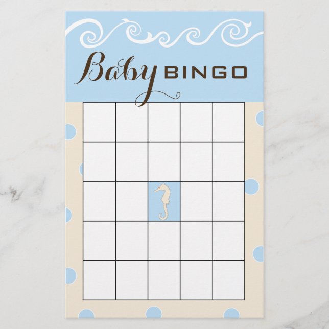 Flyer Baby Shower BINGO Sea Mobile Cream/Blue (Frente)