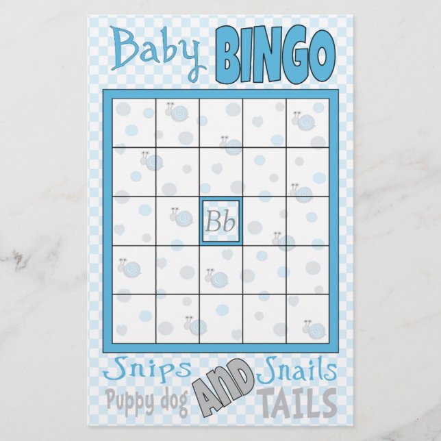 Flyer Baby Shower BINGO "Snips and Snails" (Frente)
