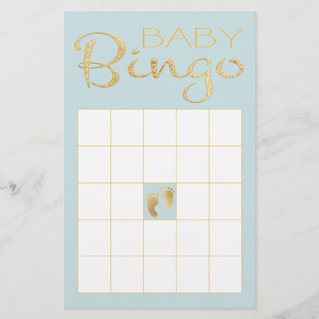 Flyer Baby Shower BLUE BINGO "Gold/Blue Classic" (Frente)