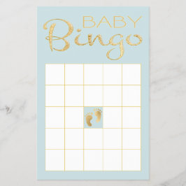 Flyer Baby Shower BLUE BINGO "Gold/Blue Classic"